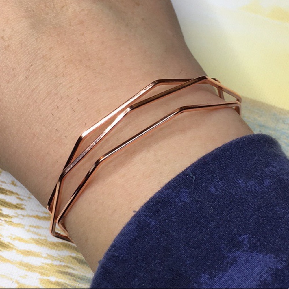 Rose Gold Plated Geometric Bracelet - Picture 2 of 6